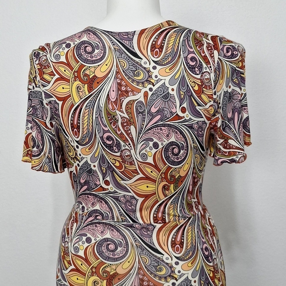 Lascana Multicolor Bohemian Feminine V-Neck Mock Wrap Print Maxi Dress Size 8 - Picture 7 of 16